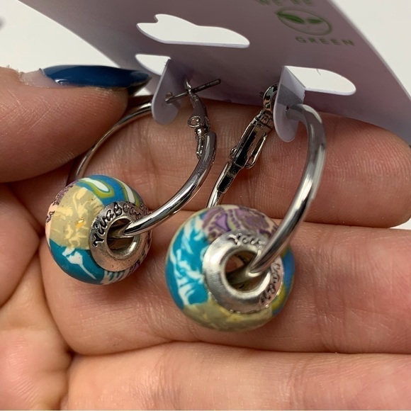 Viva Beads Clay Beaded Earth Design Hoops - Picture 3 of 8